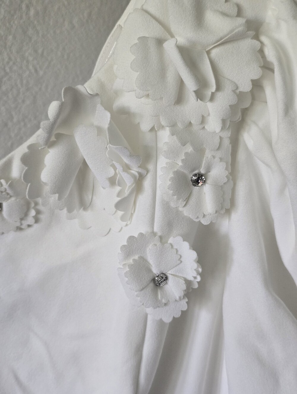 NWT Adrianna Papell Ivory 3D Floral One Shoulder Crepe Dress Size 16 $179 NWT - Picture 5 of 9